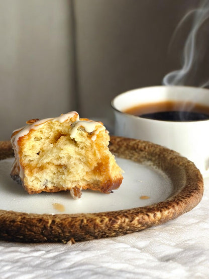 Toffee-Pecan scones with maple glaze